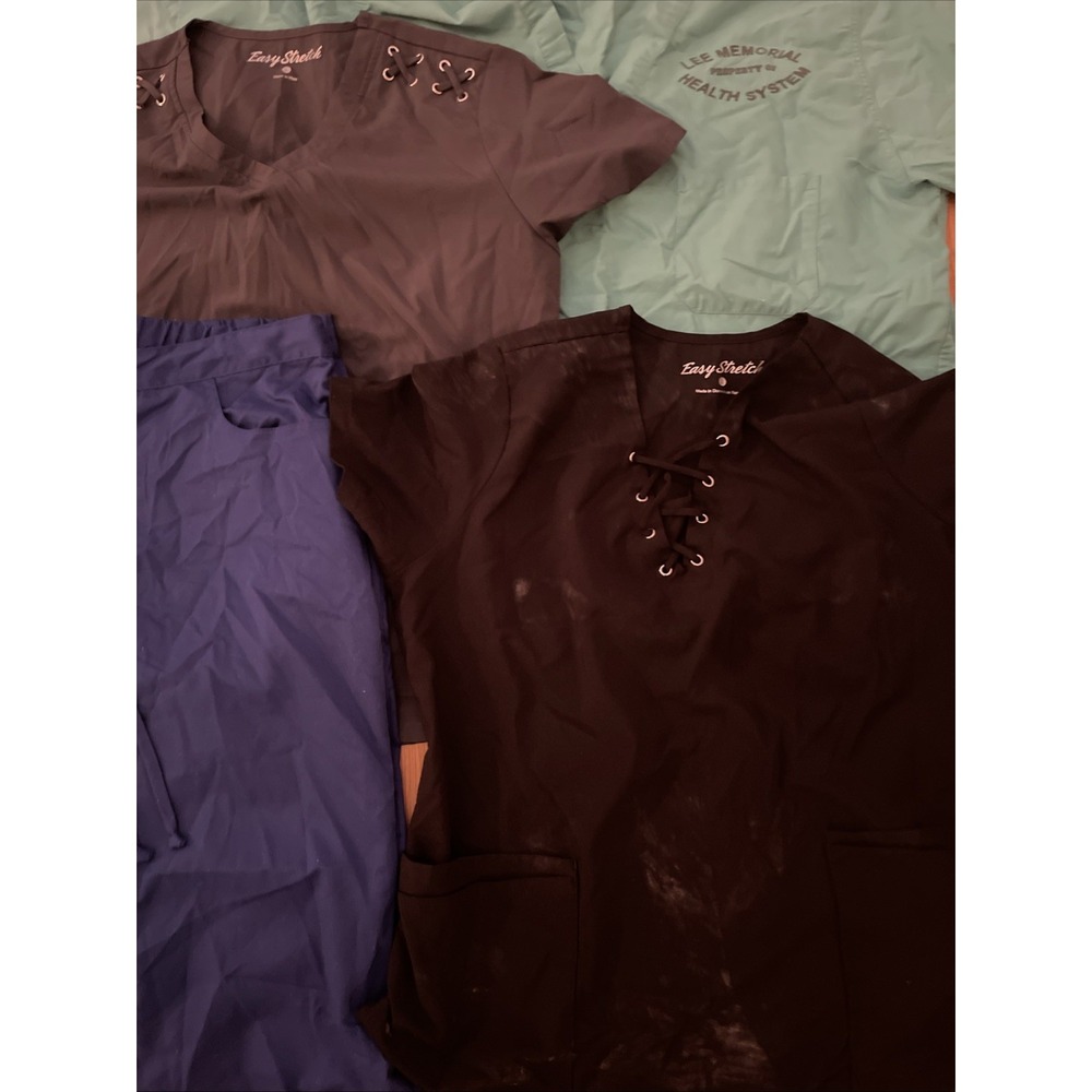 Set Of Size Large Women's Scrubs Blue, Teal, And Black; 6 Bottoms and 7 Tops - Picture 4 of 8